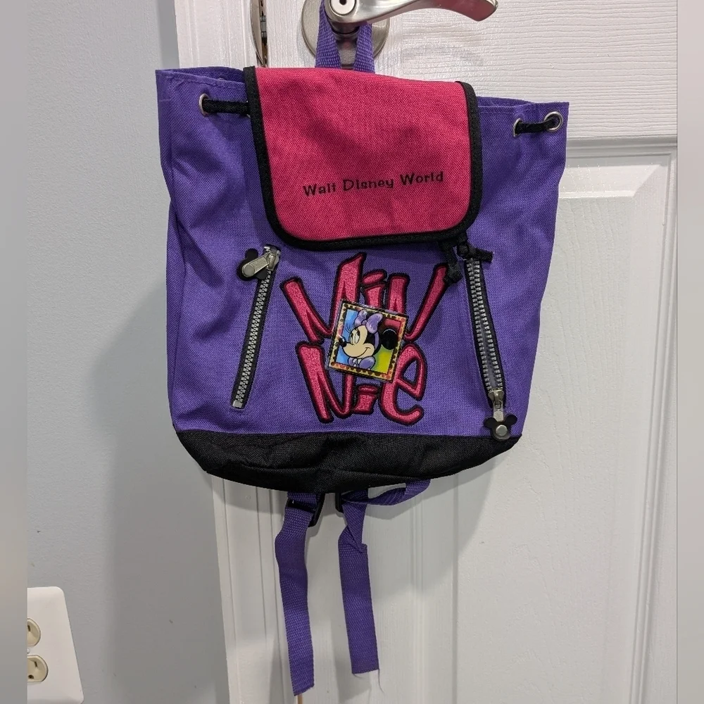 Vintage Walt Disney World Kids Canvas Purple Minnie Mouse Mini Bookbag